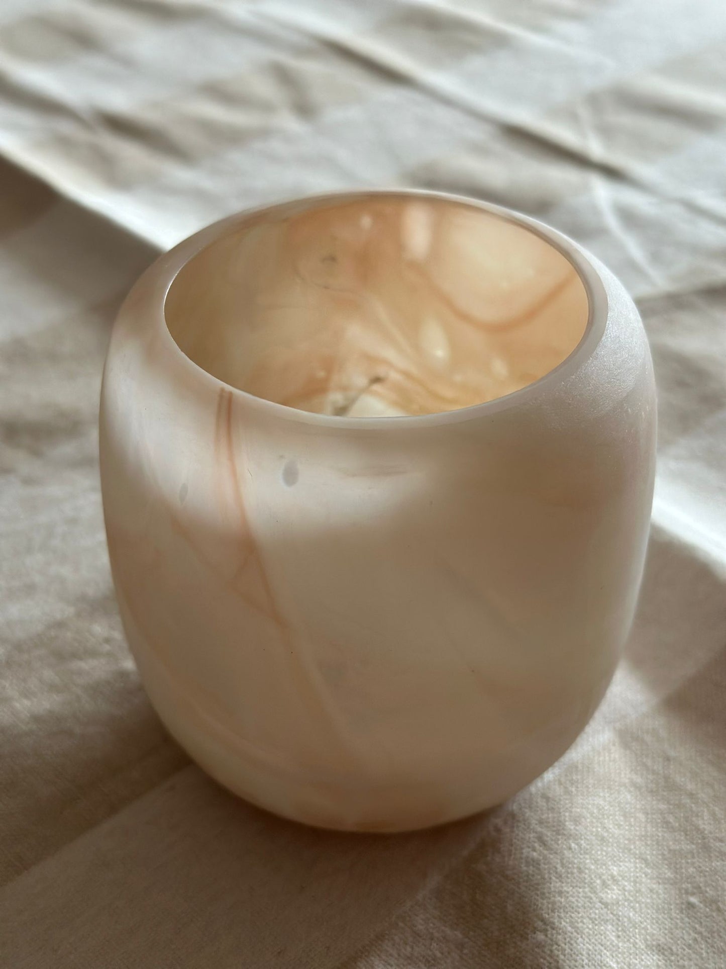Alabaster waxinelichthouder beige/roze