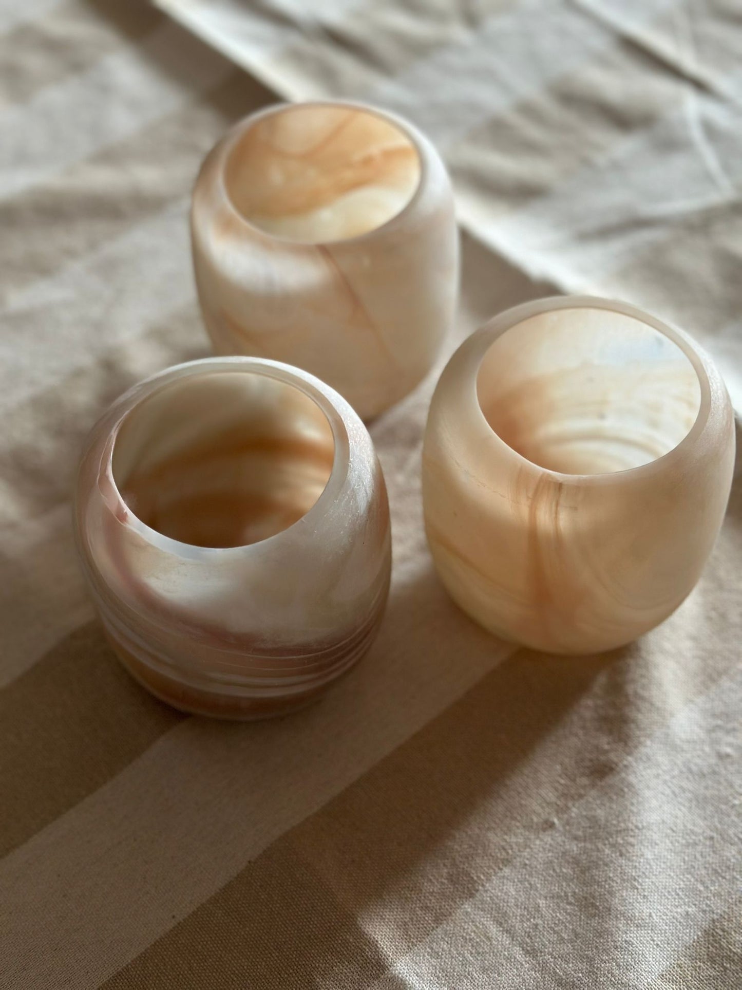 Alabaster waxinelichthouder beige/roze